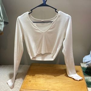 white, long sleeve crop top, Garage, size M